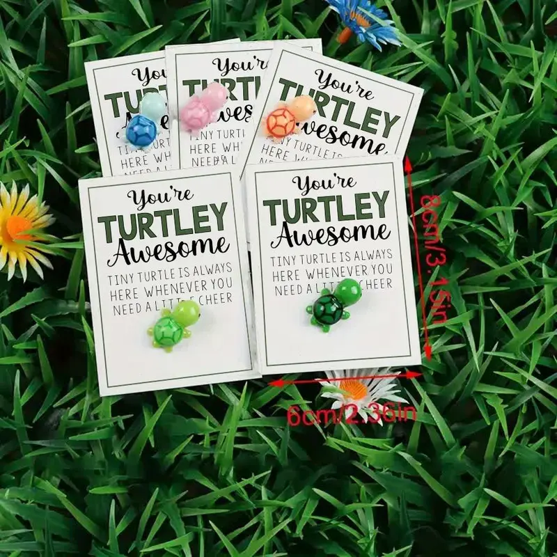 Turtle Charm Greeting Card, 100pcs/set Inspirational Quotes Card with Lucky Tiny Turtle Attachment, Teacher & Student Appreciation Gift 1