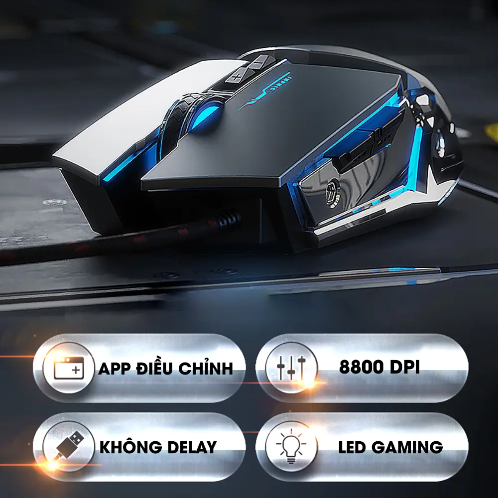 Chuột gaming máy tính SIDOTECH INPHIC W2 có dây silent 7 nút bấm chống ồn có app led macro cho game thủ | BigBuy360 - bigbuy360.vn