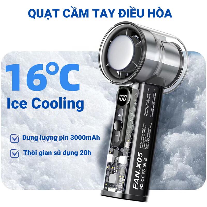 Quạt điều hòa cầm tay làm lạnh 16 độ thời gian sử dụng 30 giờ không ồn kích thước nhỏ máy  quạt  cầm  tay  mini 2