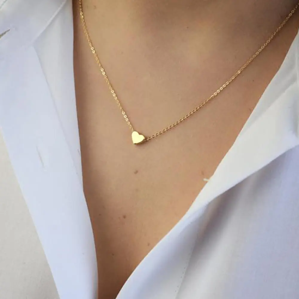 Peach Heart Necklace Fashion Stainless Steel Black Heart Necklace Small Heart Shape Necklace for Valentine Women Gift Romantic Daily Wear