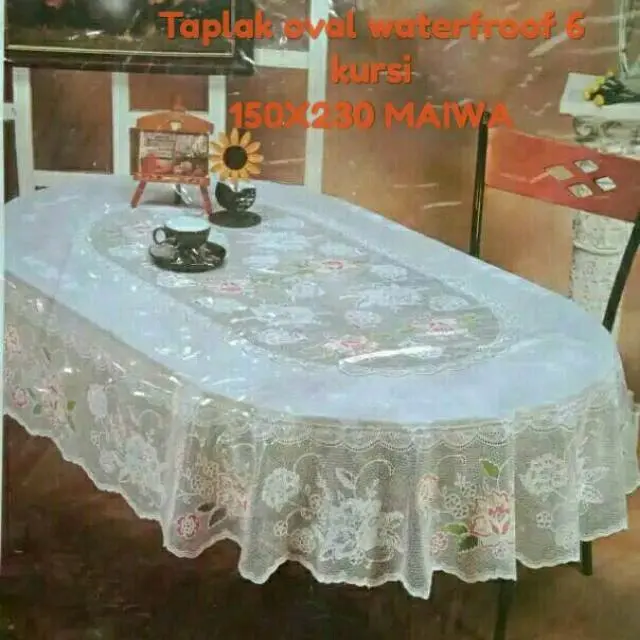 TAPLAK MAKAN OVAL 6-8 KURSI LONJONG KARET TEBAL ANTI AIR IMPORT Taplak Meja