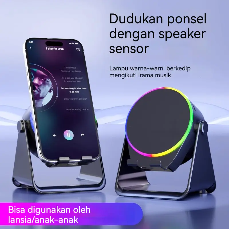 ZJ026 Speaker Induksi Nirkabel 3 in 1 Dudukan Multifungsi Speaker Sensor Bluetooth Power Bank Baterai Besar 3000mAh Bisa Digunakan Langsung Tanpa Koneksi Bluetooth