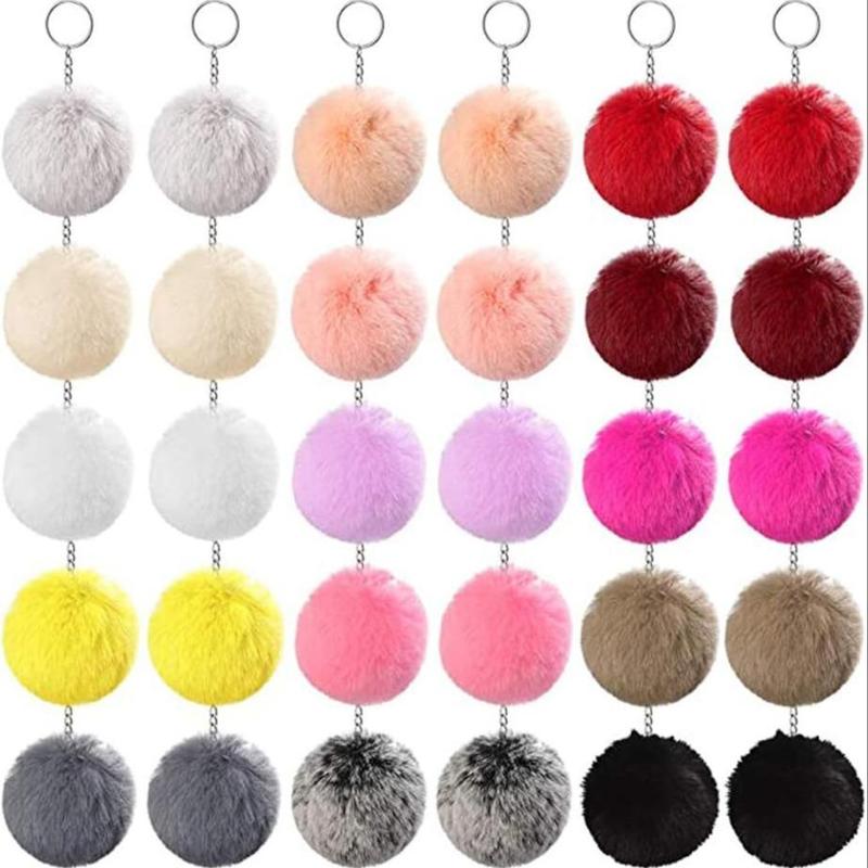Mixed Color Plush Ball Keychain Making Materials Set, 80pcs/set DIY Jewelry Making Supplies for Women & Teenager, DIY Jewelry Making Accessories 2