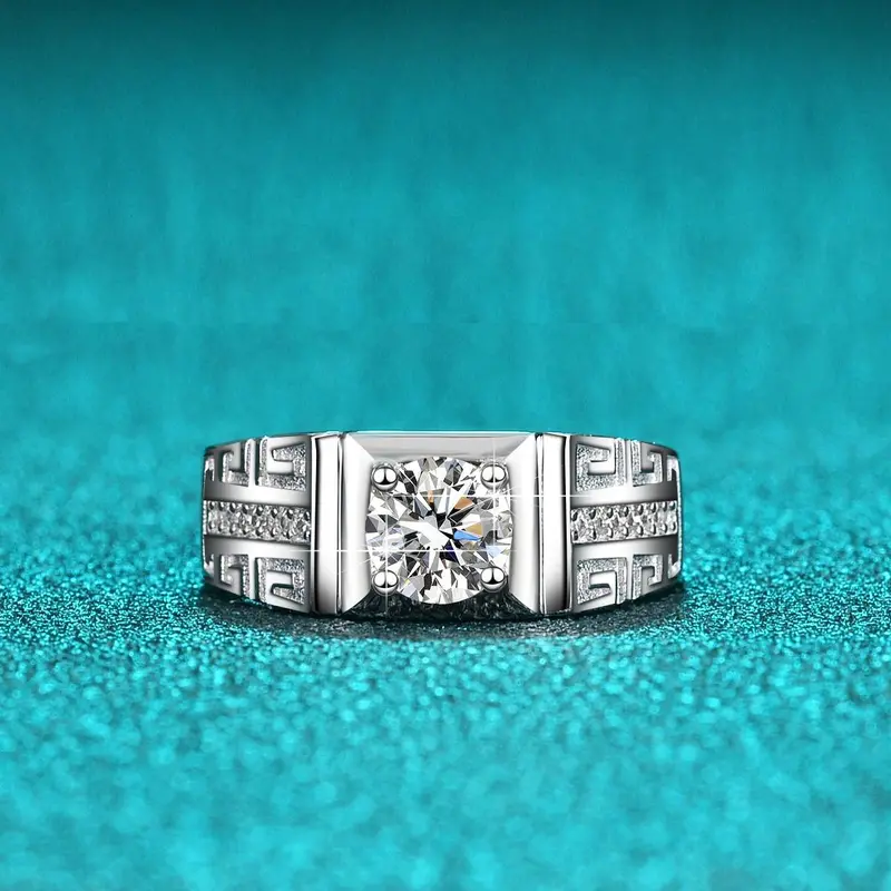 Cincin Pria Perak Sterling Silver 925 Terbaru Batu Berlian Moissanite Asli 2.0 CT Ring adjustable Perhiasan Pria Bersertifikat GRA 0