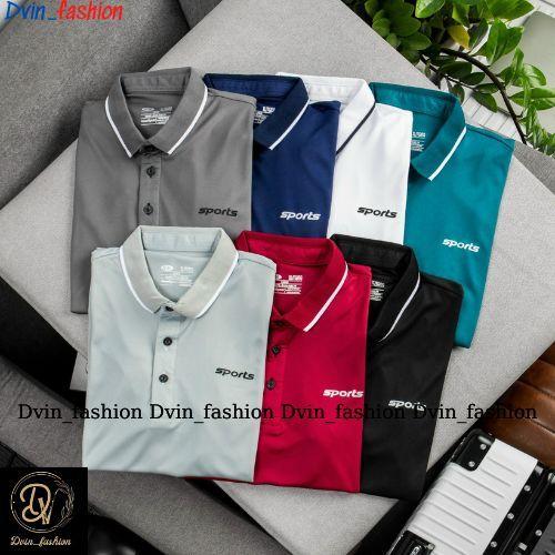 Áo thun nam trụ (SPORTS) , áo thun nam cổ trụ chất thun poly lạnh co giản 2 chiều có size đại Dvin_fashion 4
