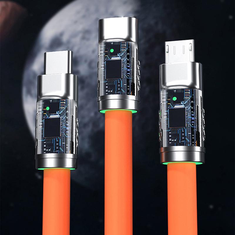 Cáp USB Loại C, 3in1, 6A, 120W, Cáp USB A Sang Type-C 8 chân, Cáp Micro USB 7