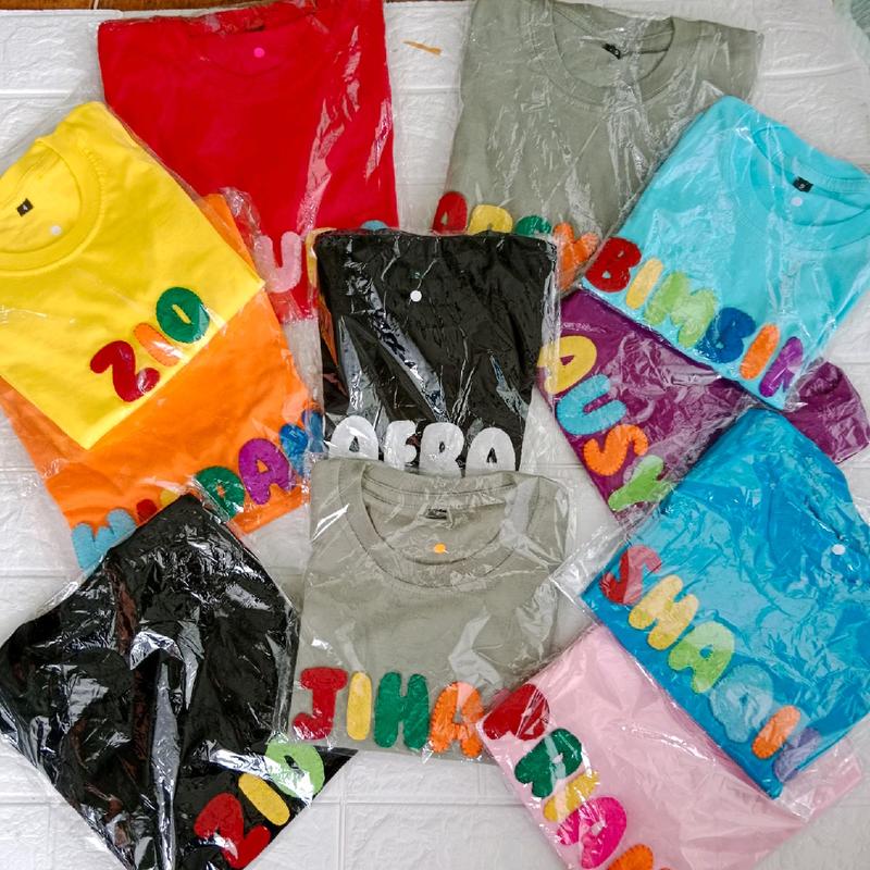 kaos nama anak bahan Katun kombad adem untuk anak laki-laki dan perempuan usia 0-13 tahun lengan pendek 7