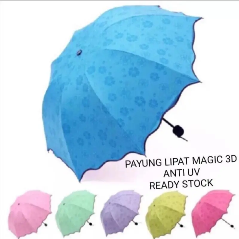 VKM payung lipat magic 3D anti UV muncul motif bunga jika hujan 1