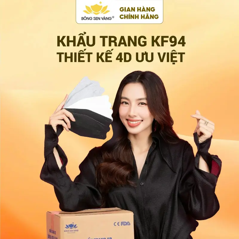 300c 5D tặng 100c KF94 Khẩu Trang Bông Sen Vàng 2