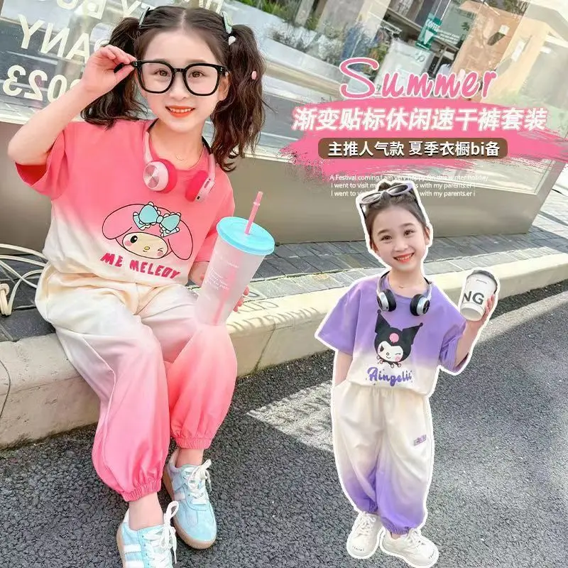 Bộ Đồ Mùa Hè Cho Bé Gái, ngắn Tay, Phong Cách Phương Tây, Kuromi, Quần Thường Ngày Thích Hợp Cho Bé 3-8 Tuổi, Bộ Đồ Hai Mảnh Cho Bé, Người Nổi Tiếng Trên Internet, Hàng Mới Về 2
