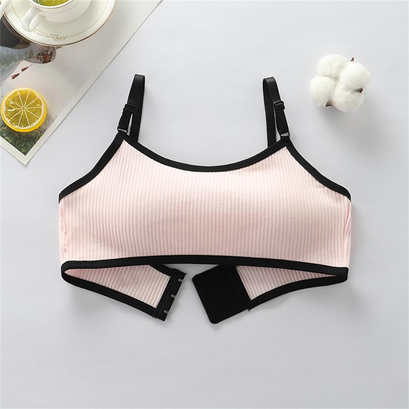 Product Introduction of 5pcs Girls Bra With Adjustable Strap Soft Cotton Underwear For Students 8-16 Y Seamless Anti Exposure Bra Comfortable Bralette 12