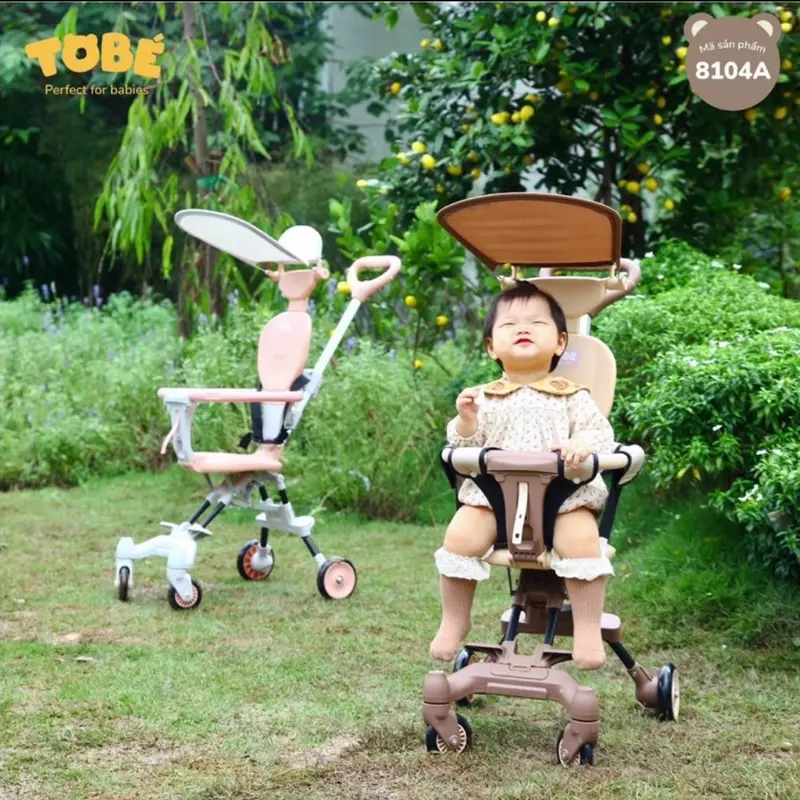 [Voucher Độc Quyền + Quà Tặng] Xe đẩy gấp gọn siêu nhẹ ToBe Plus cho bé từ 6-36 tháng - Kèm Mái che và đệm ngồi 4