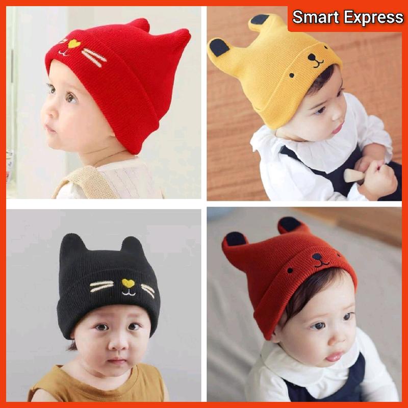 Cute Baby beanie kid hat winter Snowcap cute wool knitted Topi - TikTok ...