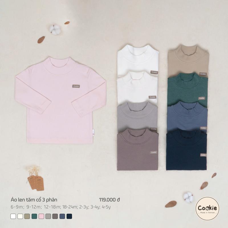 Áo Giữ Nhiệt Cookie Cổ 3 Phân Chất Len Tăm Dày Cho Bé, Size Từ 6-9M Đến 4-5Y, Chất Liệu Len Tăm áo  len