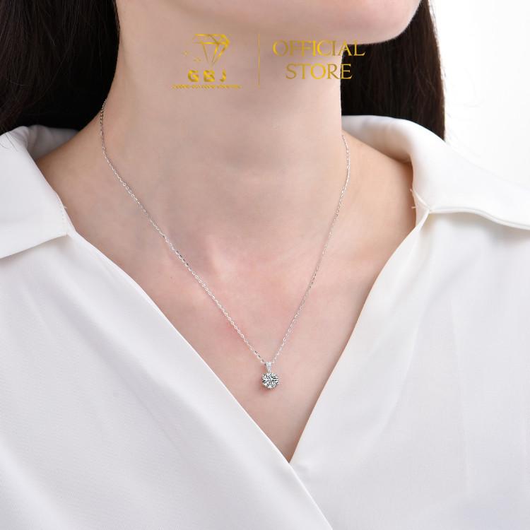 Dây Chuyền Bạc Mặt Tròn 6 Chấu Đính Viên Chủ Moissanite 6Li5 M07 (4T4) XI KIM Sang Trọng Dành Cho Nữ GBJ280 3