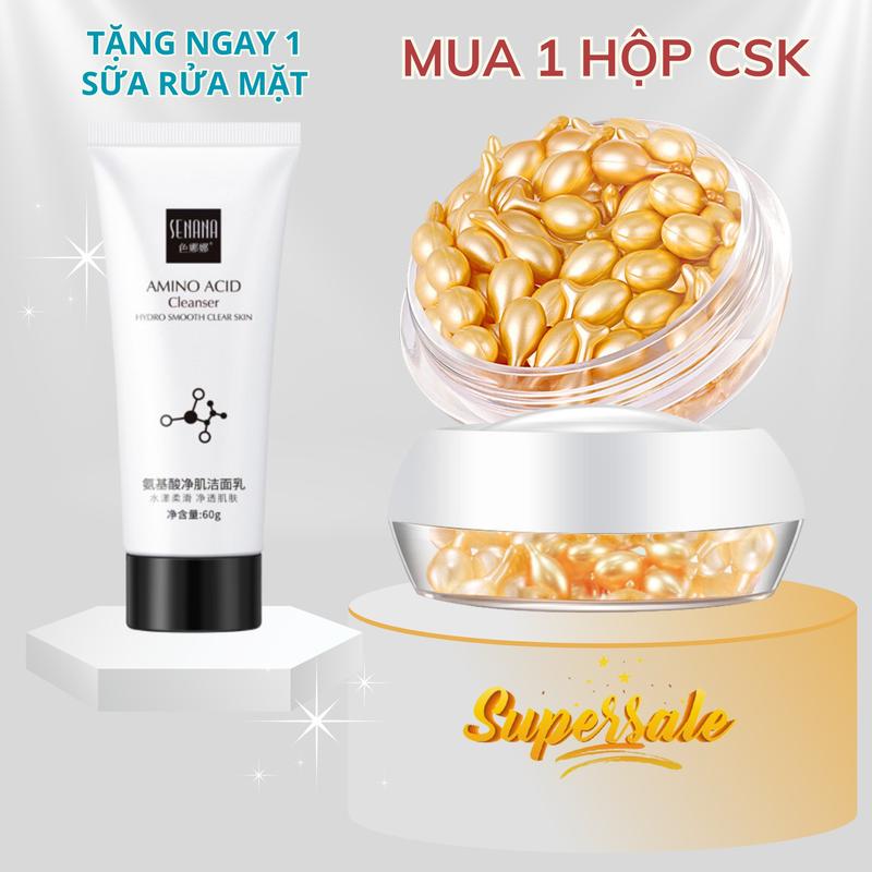 Serum Dưỡng Da Mặt Tinh Chất Nhau Thai Cừu Bổ Sung Nhân Sâm Linh Chi CSK 30 Viên TẶNG KÈM Sữa Rửa Mặt SENANA 60g
