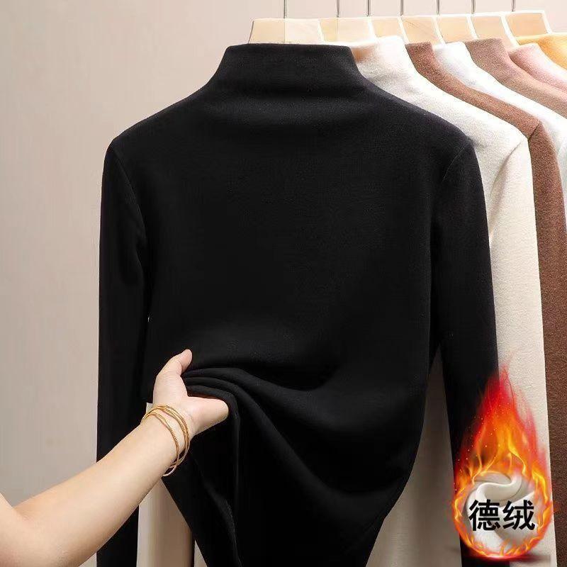 Áo Giữ Nhiệt Cho Nữ, Hàng Mới Về Thu Đông, Lót Lông Cừu Dày Dặn, Hai Mặt, Dralon, Cao Cao Cổ, Phong Cách Phương Tây, Dài Tay, Mặc Trong, 20220224 3