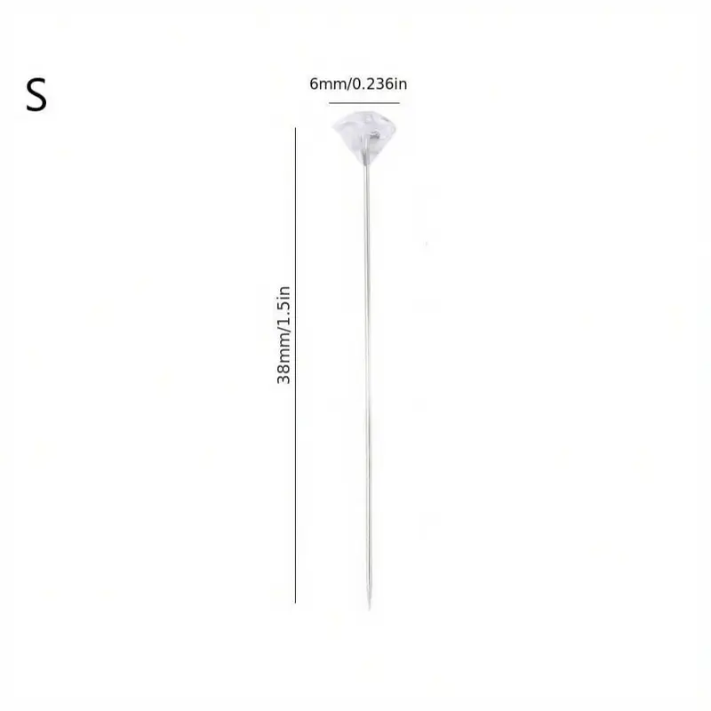 Rhinestone Decorative Pin, 100pcs Transparent Straight Pin for Wedding Bridal Hair Accessories, Embroidery Supplies & Tools 1