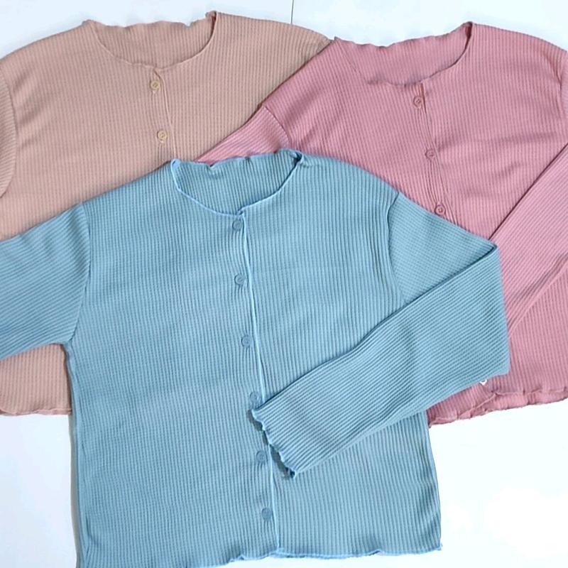 Cardigan Wanita  Waffle Crop 3
