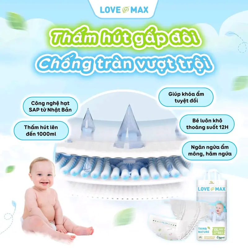 [ COMBO 2 BỊCH KÈM QUÀ TẶNG ] TÃ LOVE MAX ĐỦ SIZE DÁN VÀ QUẦN DÀNH CHO BÉ Voi Kem Đồ Chơi 1