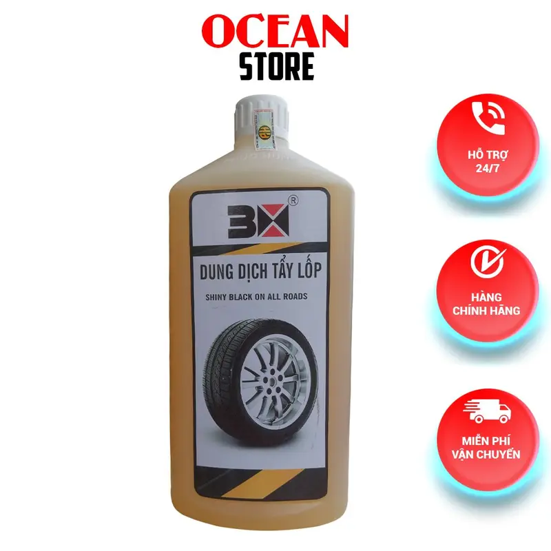 Dung Dịch Tẩy Lốp Ô Tô Chuyên Dụng 3X Chai 1 Lít 0