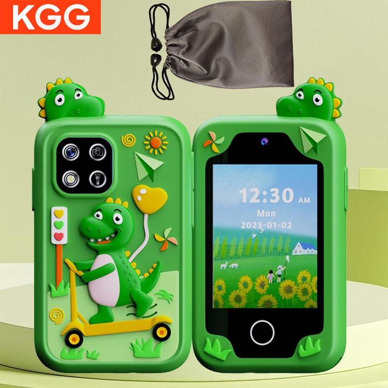 Product Introduction of Cartoon Dinosaur Design Electronic Toy, Portable Intelligent Multifunctional Mini Phone with Storage Bag, Educational Toy for Boys & Girls 0