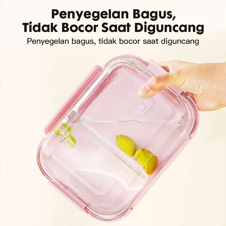 【Medan Ready stock】Eatkit Kotak Bekal Kaca 1000ml Lunch Box Microwaveable Tempat Makan 3 Sekat Food Storage Penyimpanan