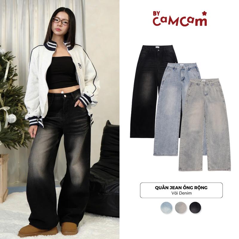 QUẦN JEAN QJ01 Bycamcam Ống Rộng Tôn Dáng Quần Bò Wash Màu Unisex Nam Nữ 2024