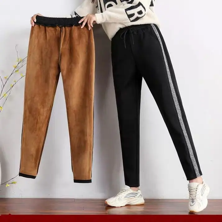 Quần Giữ Nhiệt, Da Cừu Dày Lót Lông Cừu, Quần Legging Thường Ngày Thể Thao Cổ Cao Cho Nữ, Quần Ống Côn, Hàng Mới Về 2024, Thích Hợp Cho Mùa Thu Và Mùa Đông Pants Women