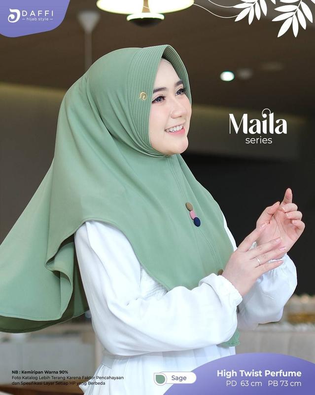 Daffi Jilbab MAILA  Kerudung  Instan Bergo Pad Aksen Variasi Kancing 4