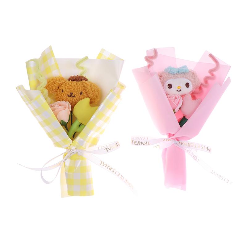Product Introduction of Sejambak Bunga Boneka Mewah, Sanrio (Kuromi, Melodi, Lotso), Sejambak Bunga Abadi, Sesuai sebagai Hadiah Teman Wanita Valentine 24
