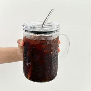 33.81オンスのガラス製ウォーターカップ、蓋とストロー付きの大型ガラスカップ、ホームオフィス用の飲料カップ、旅行用品、ドリンクウェアのギフトアイデア、キッチン用品