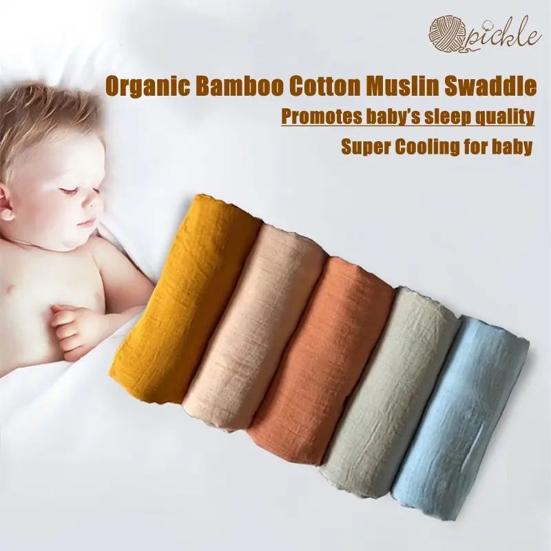 [SG SELLER ] Plain Solid Color Organic Cotton Muslin Swaddle | Bamboo Swaddle Cooling for baby | Size: 110cm x 120cm