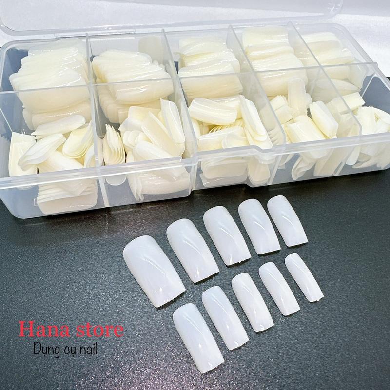 Móng up chân form vuông dài hộp 500 móng màu đục và trong Dụng cụ nail Nữ Women