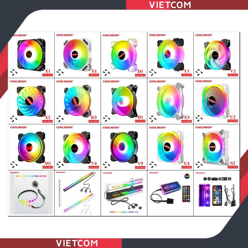 20 MẪU FAN | Quạt Tản Nhiệt Coolmoon, Fan Led RGB Coolmoon, Bộ Hub Coolmoon +…