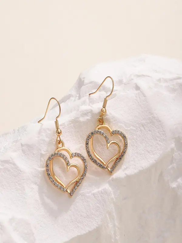 Women's Elegant Heart Design Pendant Necklace &   Earrings, Exquisite Trendy Jewelry Set, Fashionable Accessories for Daily & Party Decoration 5
