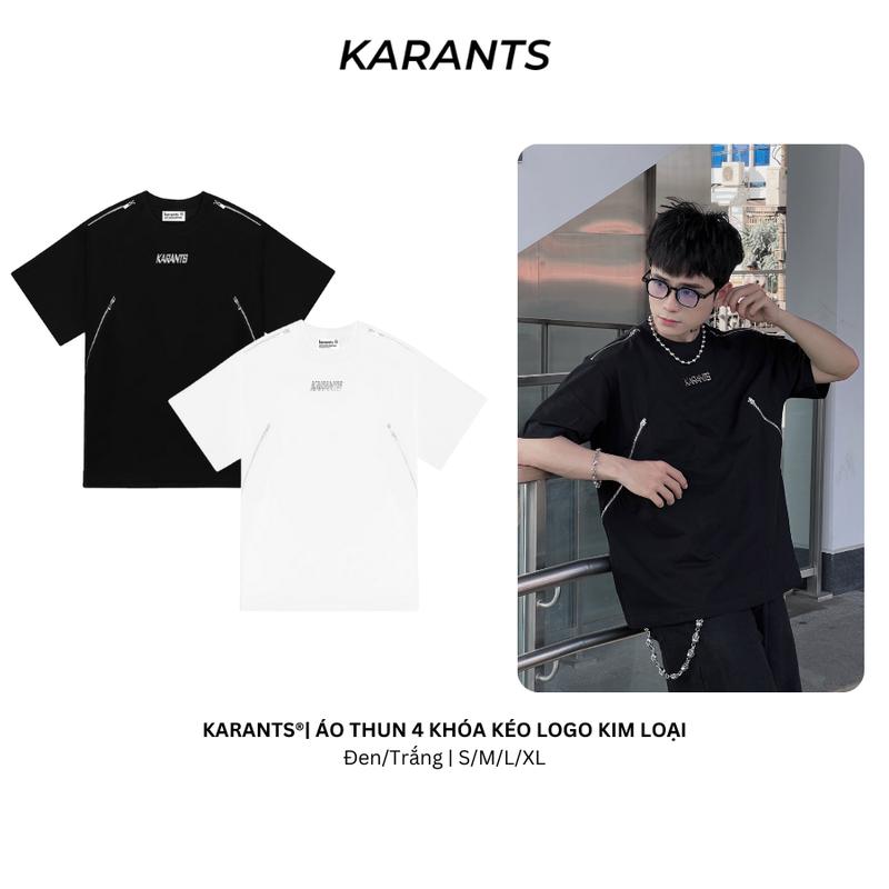 Áo Thun 4 Khóa Kéo Karants Logo Kim Loại Form Oversize Local Brand Hot Trend - KR206