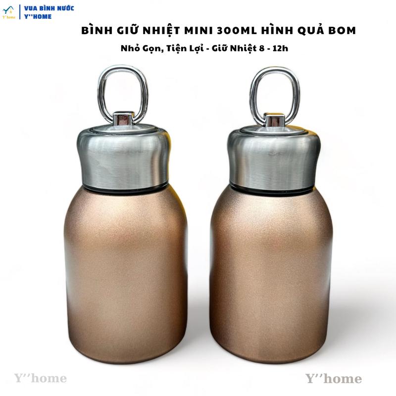 Bình giữ nhiệt mini hình quả bom 300ml, Bình nước nhỏ gọn bằng inox 304, dễ dàng để vào cặp, balo,túi xách, tiện lợi dễ mang theo