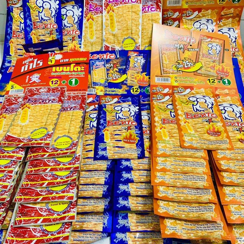 [Lốc 13 gói] Bento mực Thái gói 4g siêu cay đỏ, xanh, cam Snack Ăn Vặt Food