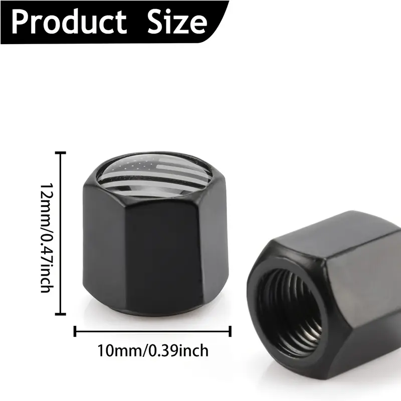 4-Pack American Flag Design Tire Valve Caps, Rustproof and Airtight, Suitable for Cars, Bicycles, Trucks, and Motorcycles -  Metal with Star-Spangled Pattern 7