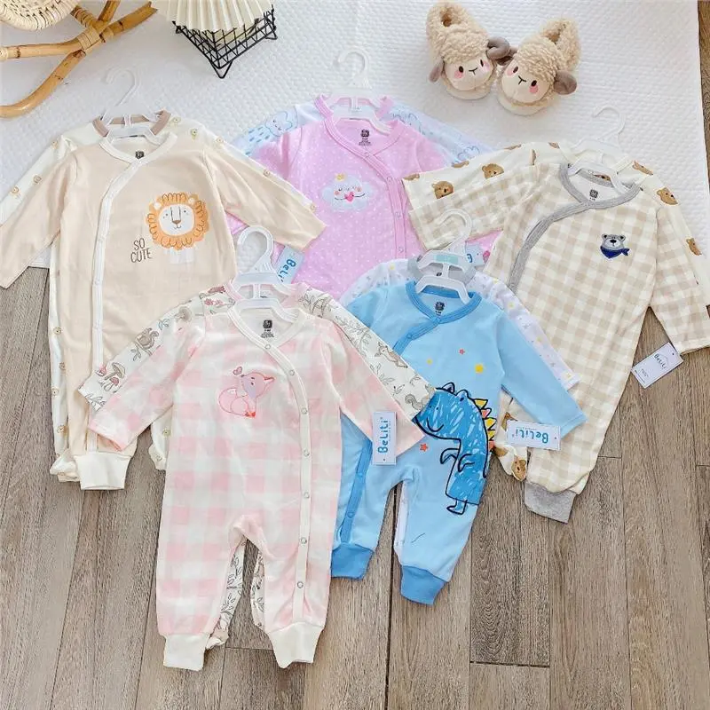 （Baby）  Set 2 chiếc body dài tay cho bé sơ sinh từ 3-10kg hàng VN xuất dư( Tặng kèm Móc Treo) - BD22 1