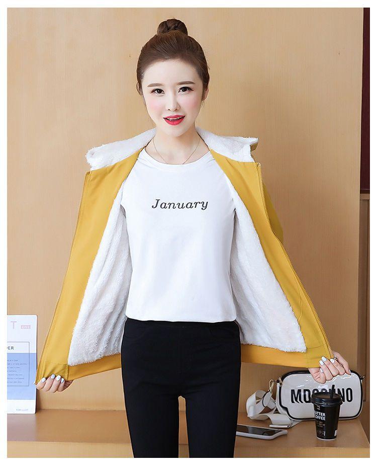 Product Introduction of Áo Khoác Có Mũ Trùm Đầu, Lót Lông Cừu, Dày Dặn, Hàng Mới Về Thu Đông 2020, Áo Khoác Ấm, Dành Cho Nữ, Phong Cách Hàn Quốc, Dáng Rộng Vừa Vặn, Dễ Phối Đồ, Thích Hợp Cho Thể Thao Và Thời Trang 18