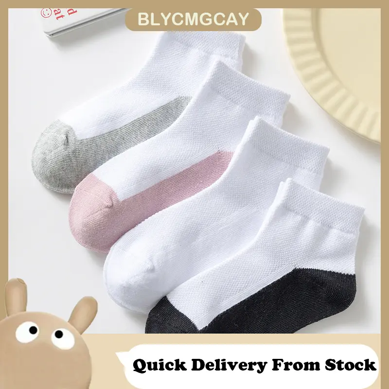 3-12Years Spring Summer Thin Dirty Resistant Children's Socks Pure Cotton Boys Girls Short Socks Black White Student Socks Baby