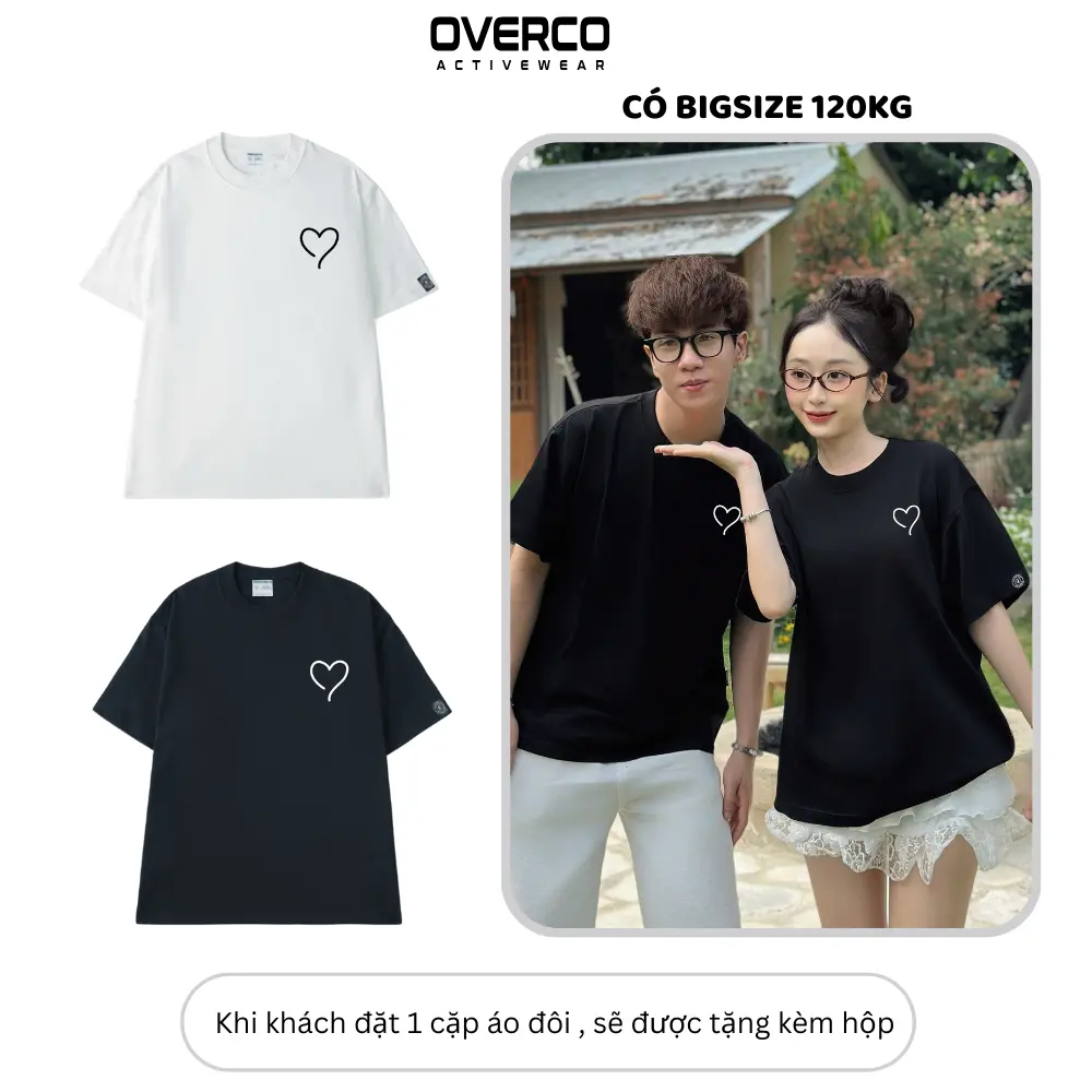 Áo Thun Unisex Trái Tim Cặp Đôi - TSCT086  Cổ Tròn