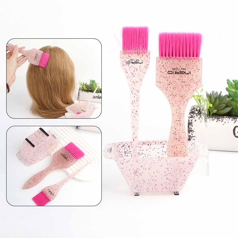 Hair Dyeing Brush Set, 2 Counts Hair Coloring Brush & 1 Count Hair Dye Mixing Bowl, Hair Color Tool for Women & Girls 0