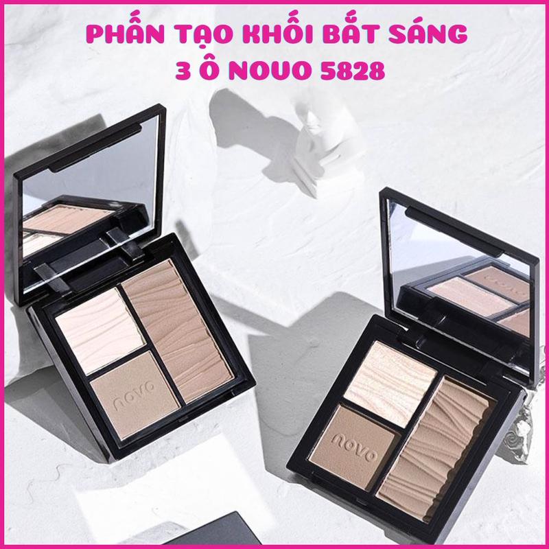 Phấn Tạo Khối Bắt Sáng Highlight 3 Ô Lì và Nhũ Ba Chiều Tự Nhiên NOVO 5828