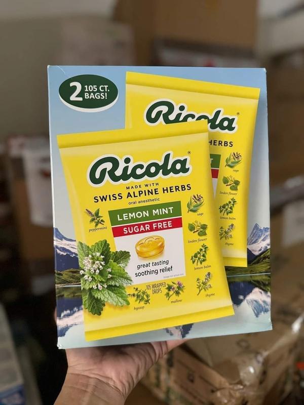 ( 1 gói lẻ) Kẹo Ngậm Thảo Mộc Không Đường Ricola Lemon Mint - 105 viên Candy 2