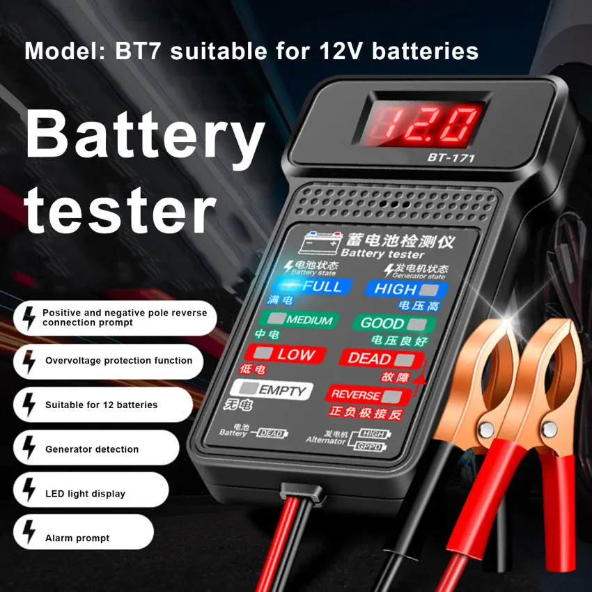 Car Battery Tester 12V Cranking Charging Circut Tester Battery Analyzer Tool