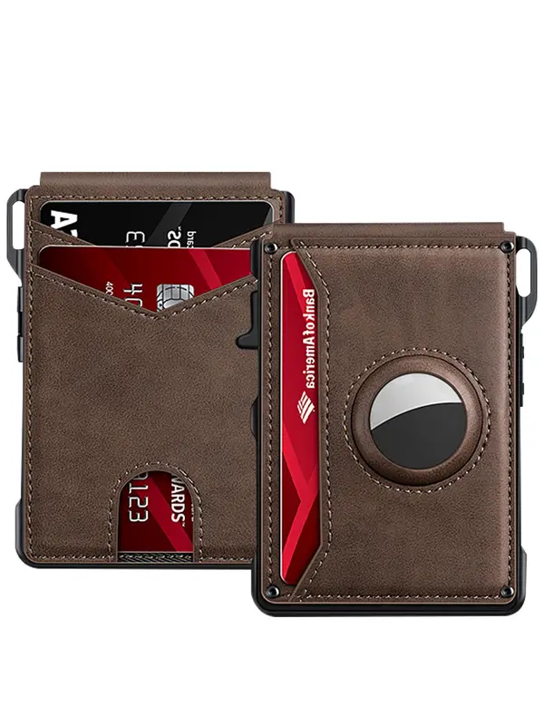 Men's Business Wallet with Card Slots, Casual Pu Leather Pop Up Money Clip Wallet Card Holder, Rfid Blocking for Daily Use (not Contain Airtag), Couples Gifts, Accessories for Men 3