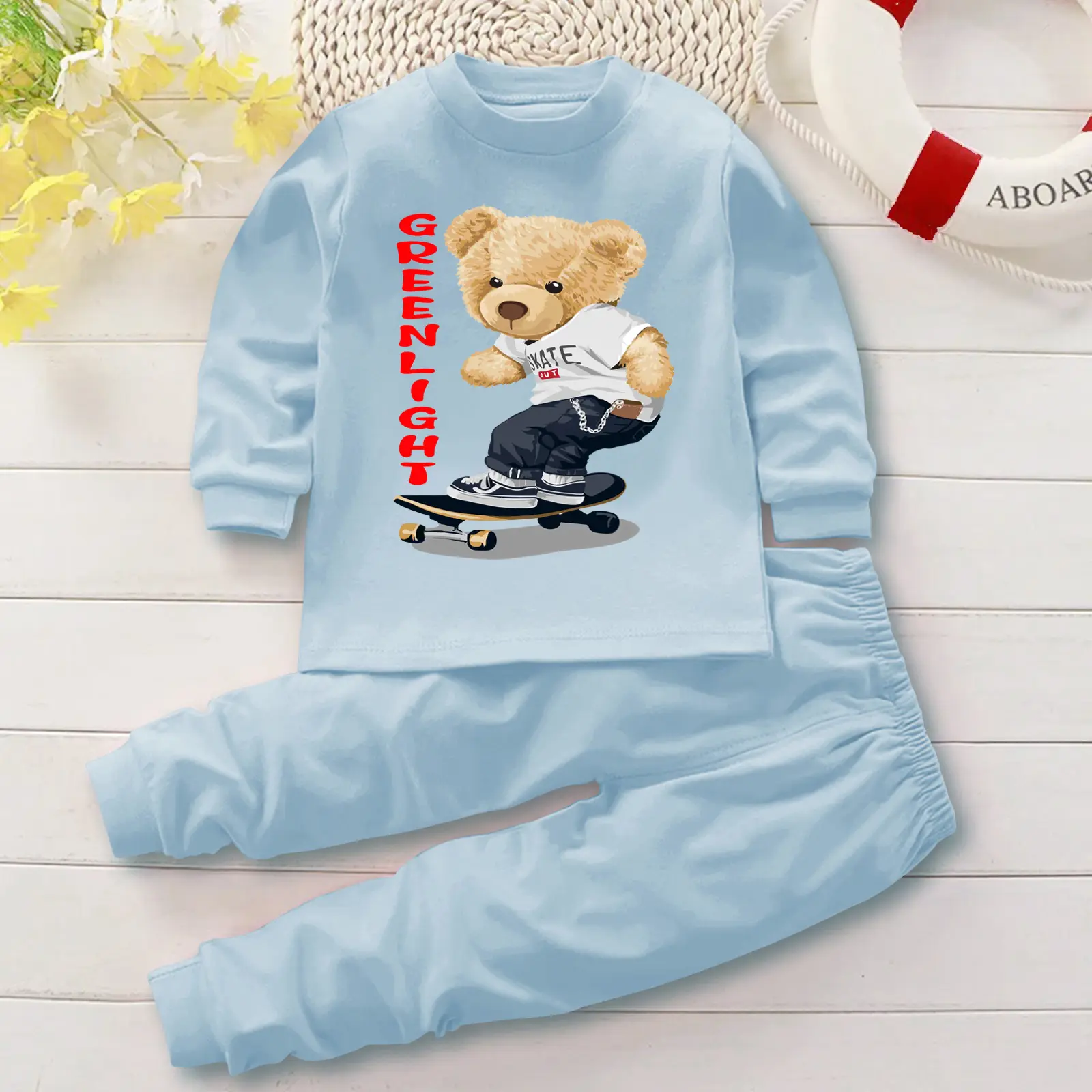 PROMO Setelan Baju Tidur Bayi dan Anak Balita Laki Laki Usia 0-4 Tahun Piyama Panjang kaos Katun